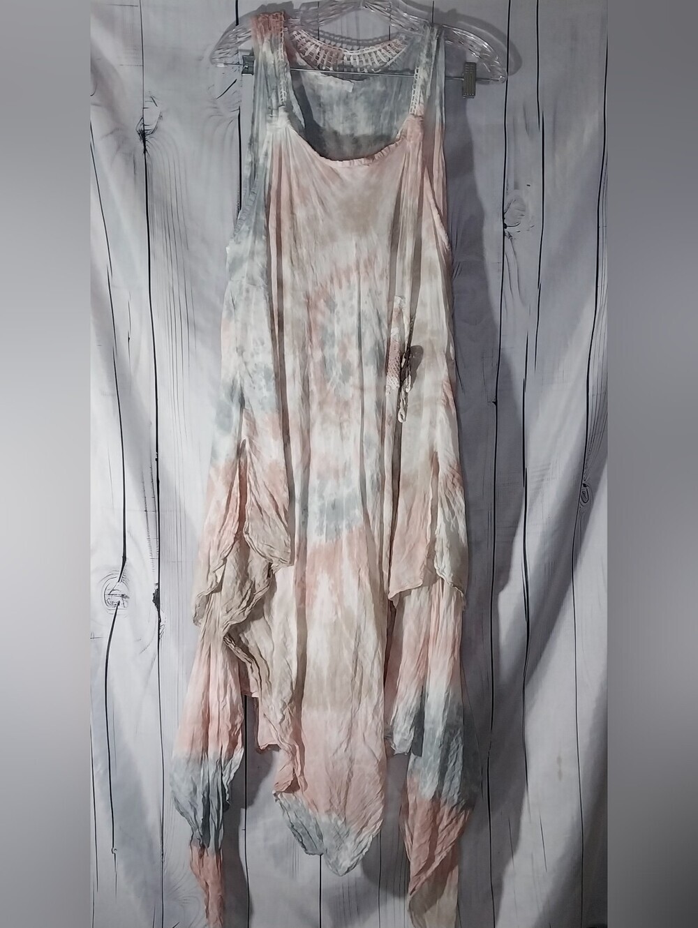 Three Stars Boho Tie-Dye Handkerchief Hem Lightweight Boho Maxi Dress